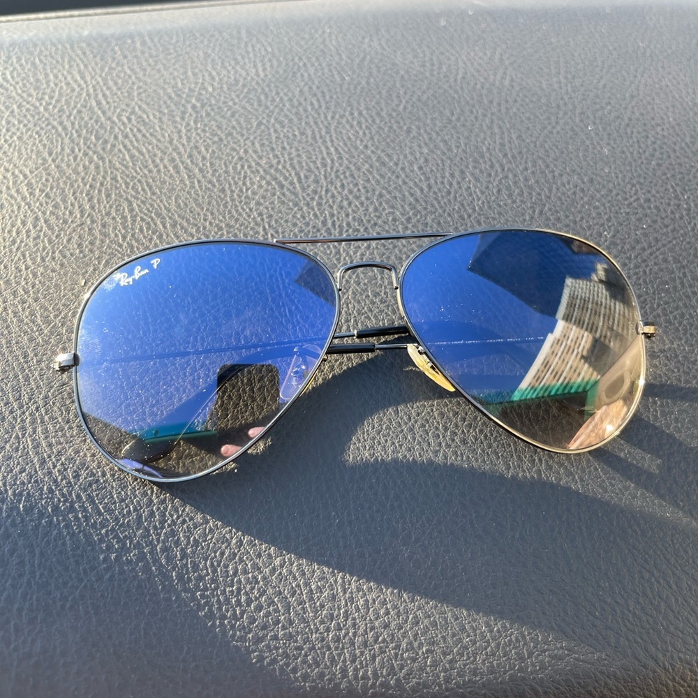Ray-Ban Blue Mirrored Aviator Sunglasses
